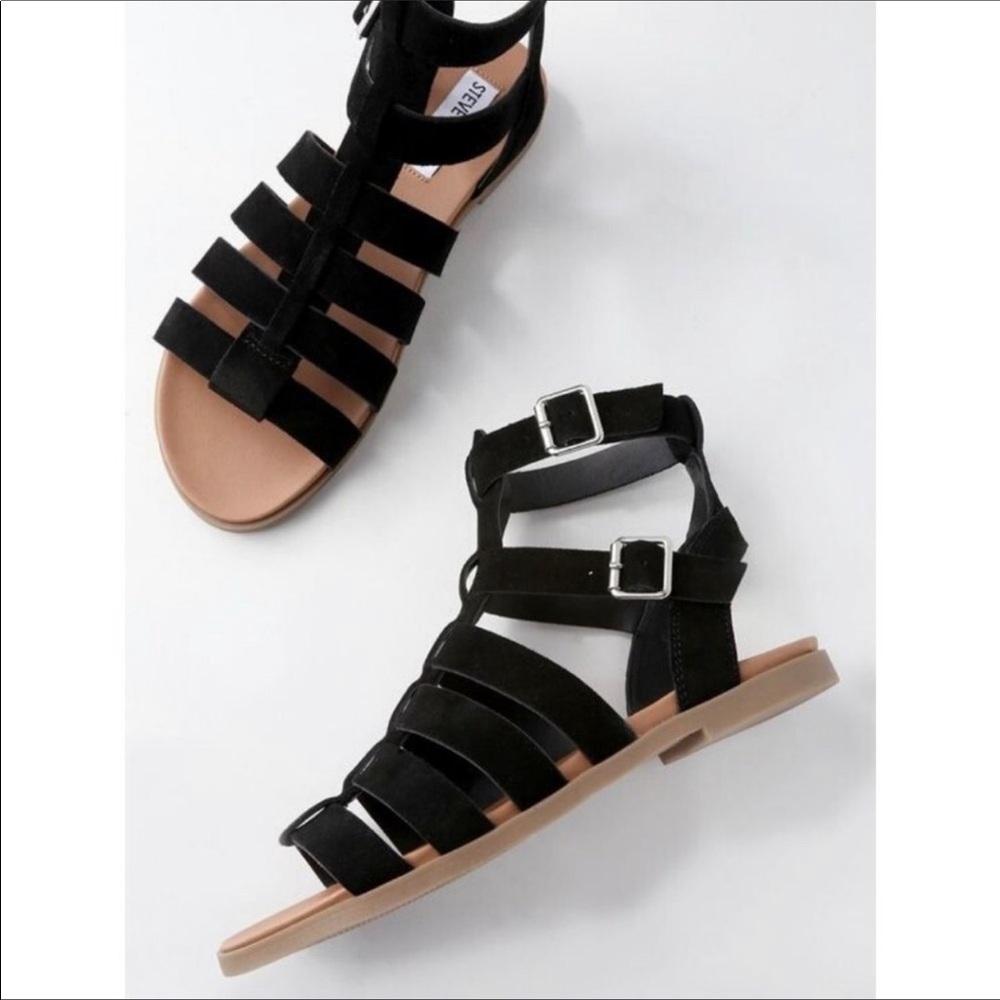 SteveMaddenDiego BlackSuedeLeather GladiatorSandal